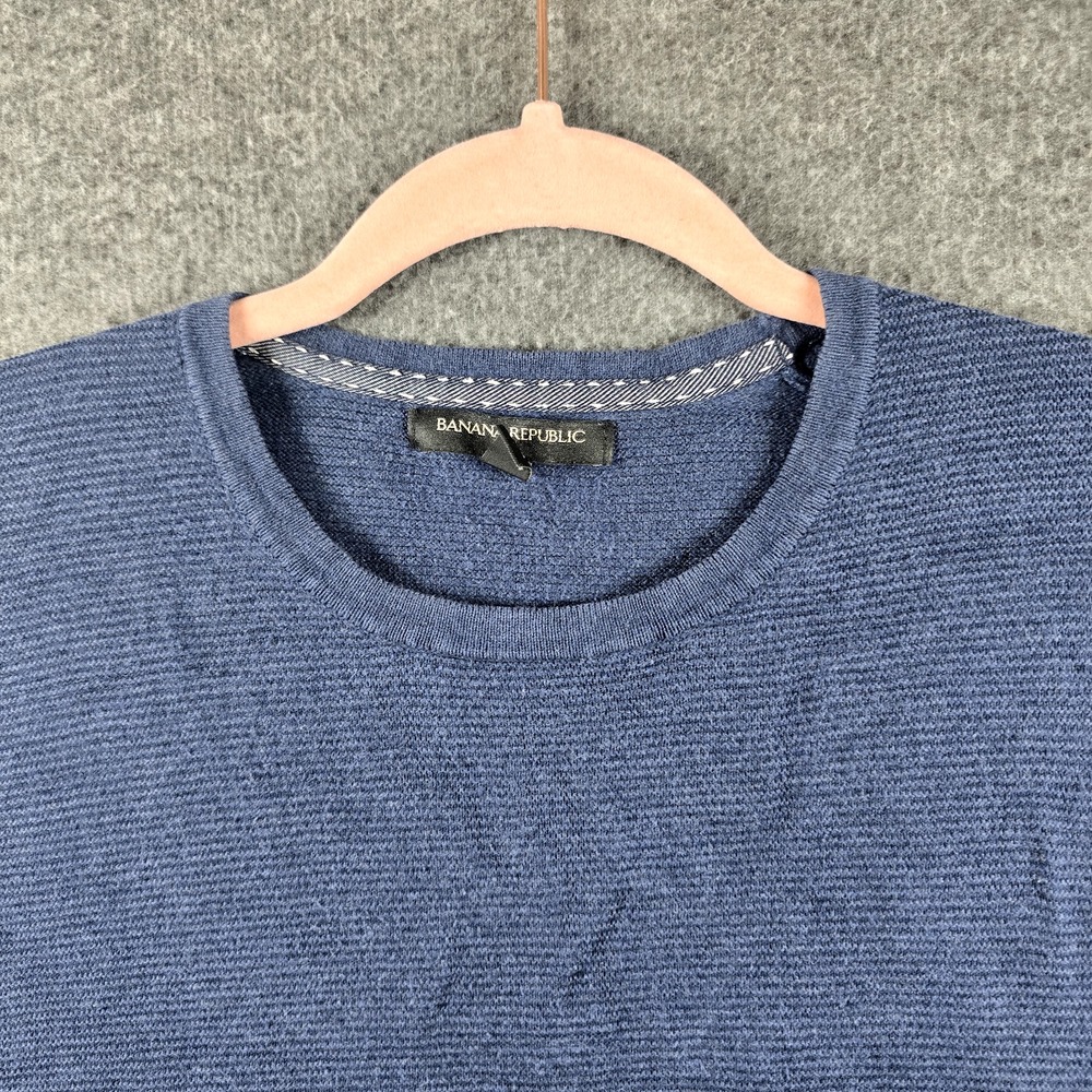Banana Republic Men S Blue Marled Pullover Lightweight Sweater Casual Everyday - Picture 3 of 10